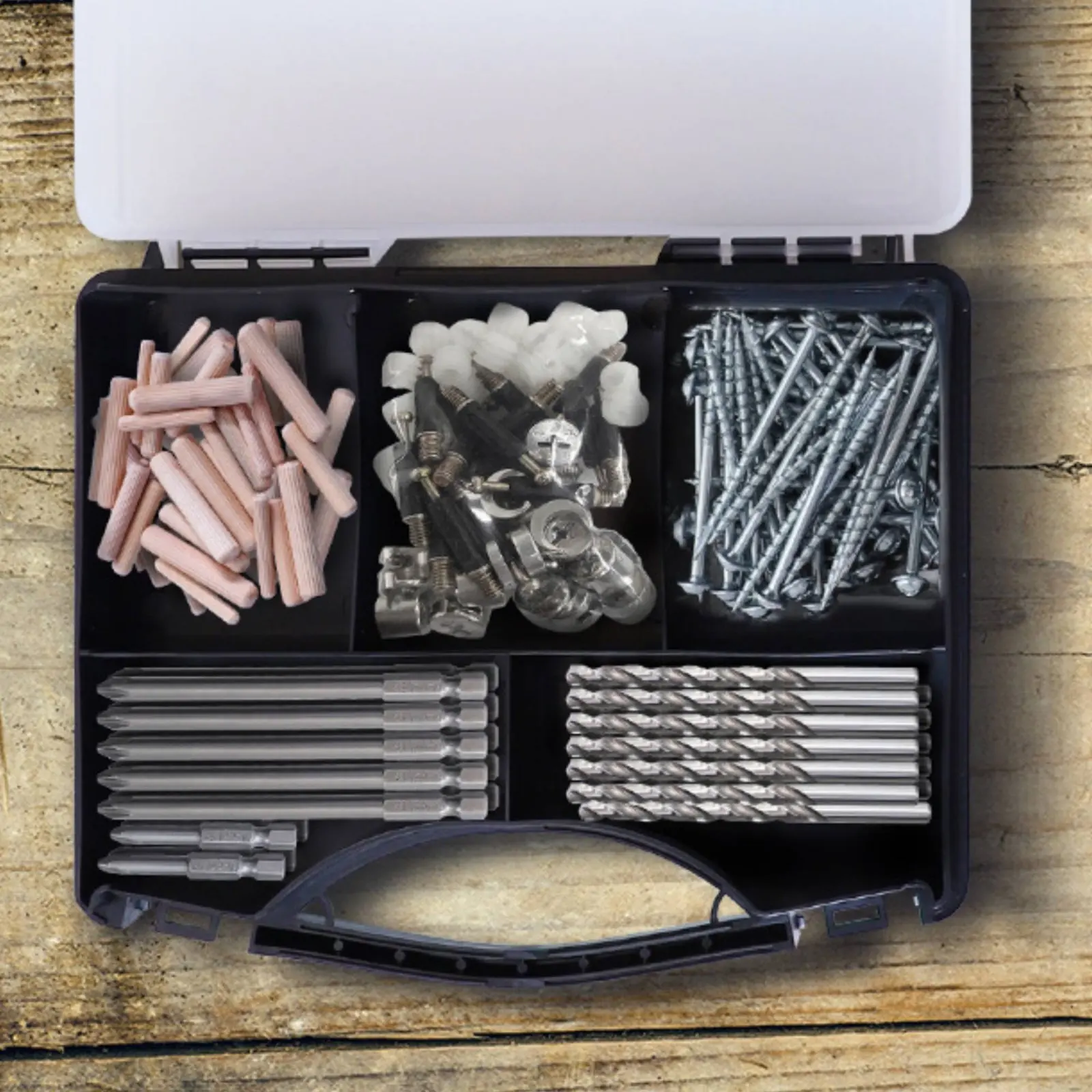 

Electronic Parts Organizer Box PP Plastic Removable Divider Box Screw Storage Case Secure Latches Heavy Duty for Garage