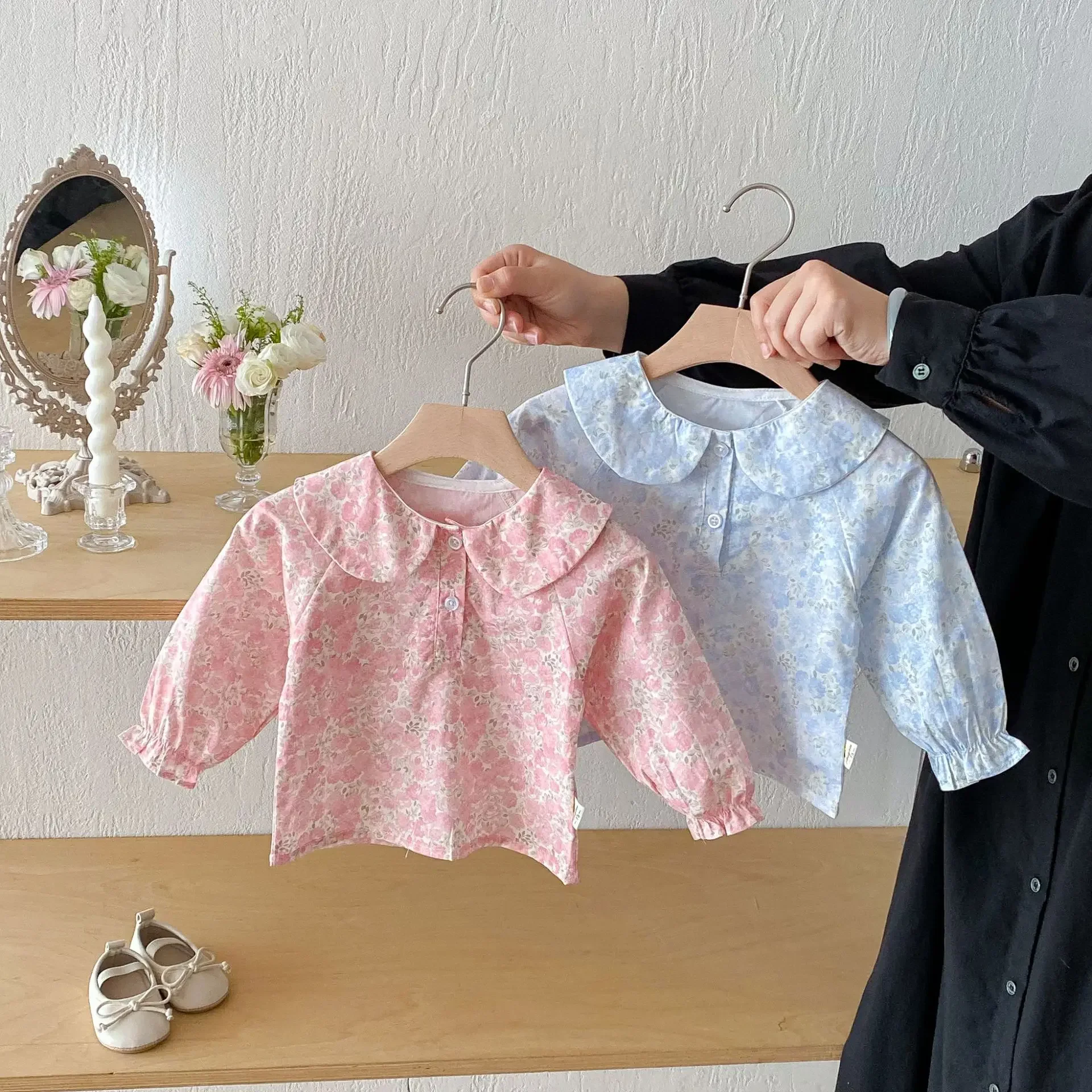 

Girls' Shirts 2025 Autumn New Cotton Lapel Floral Korean Version Versatile Top Girls' Foreign Children's Clothing