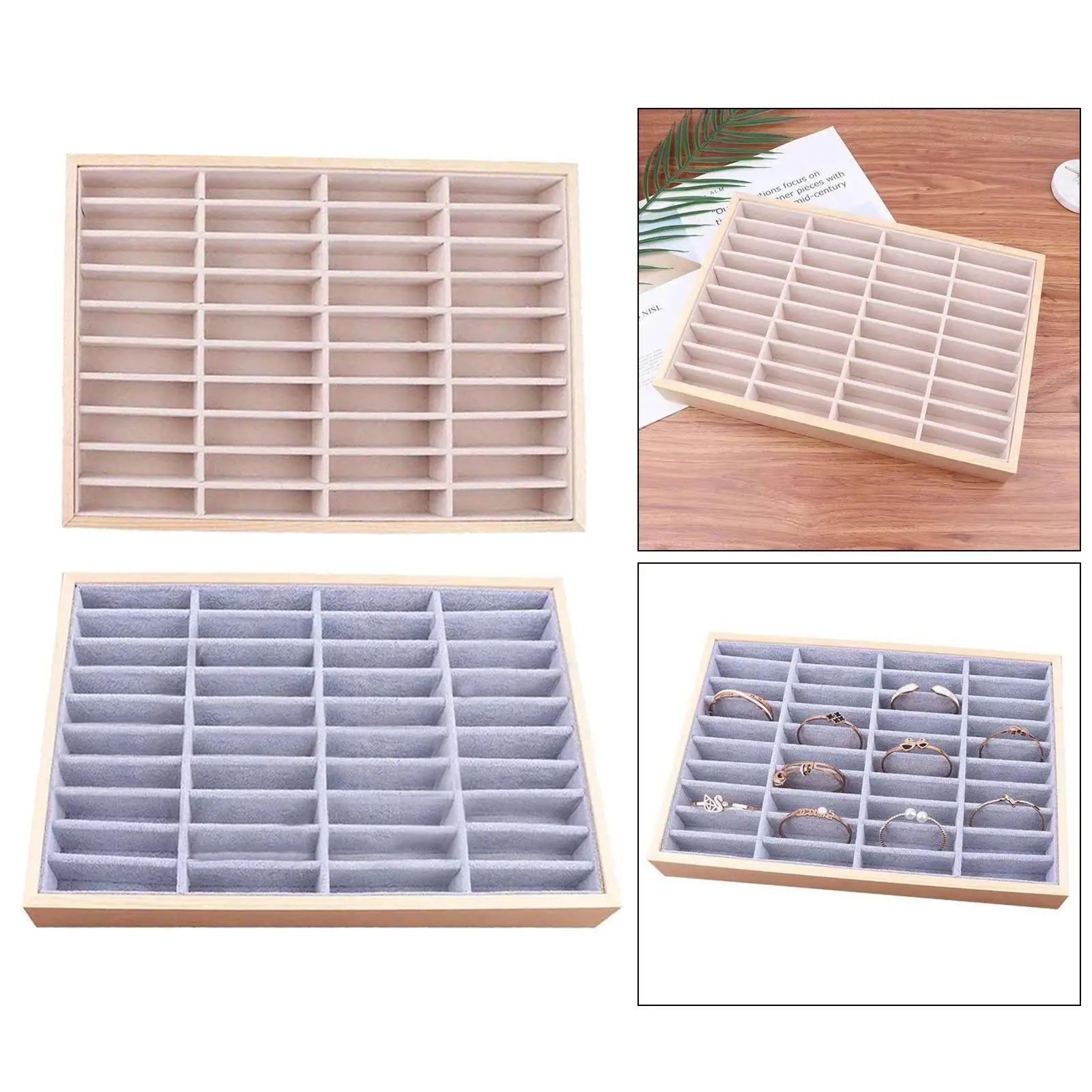 Velvet Jewelry Tray Stackable Bracelet Jewelry Organizer Display Case Box for Necklaces Earrings Bangle Cuff Bracelet Storage