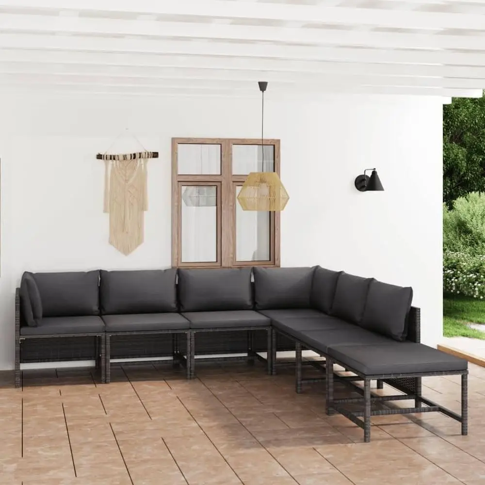 

Gray 7-Piece Outdoor Patio Lounge Set with Cushions, Ideal for Garden, Patio, Balcony, Poolside, Backyard, Lawn