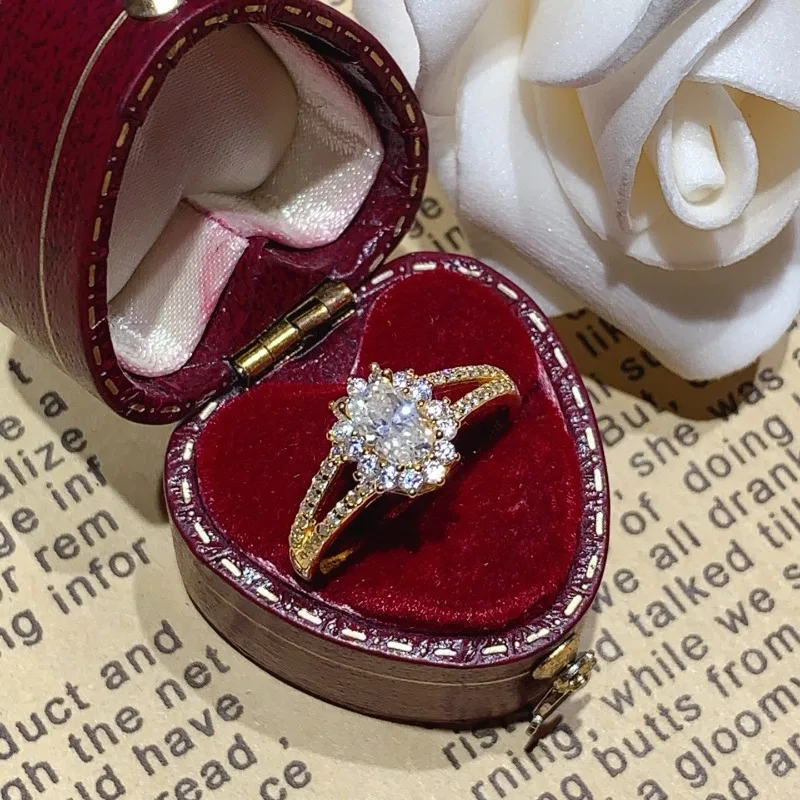

Unique Oval Cut 925 Sterling Silver Moissanite Engagement Solitaire Ring for Woman Girl