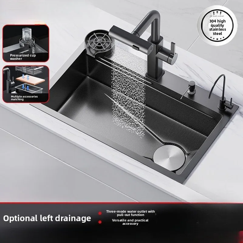 

Lanke Stainless Steel 304 Nano Sink Gun Gray Thickened Single Bowl Kitchen Sink Dishwasher Home Washing Basin