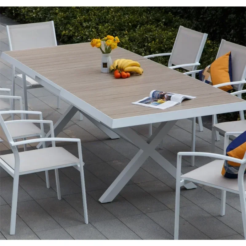 طاولة طعام خارجية رخيصة وناعمة وكراسي قابلة للسحب لحديقة الفناء وطاولة طعام وكراسي مجموعة من 9 مبيعات خارجية ساخنة #3