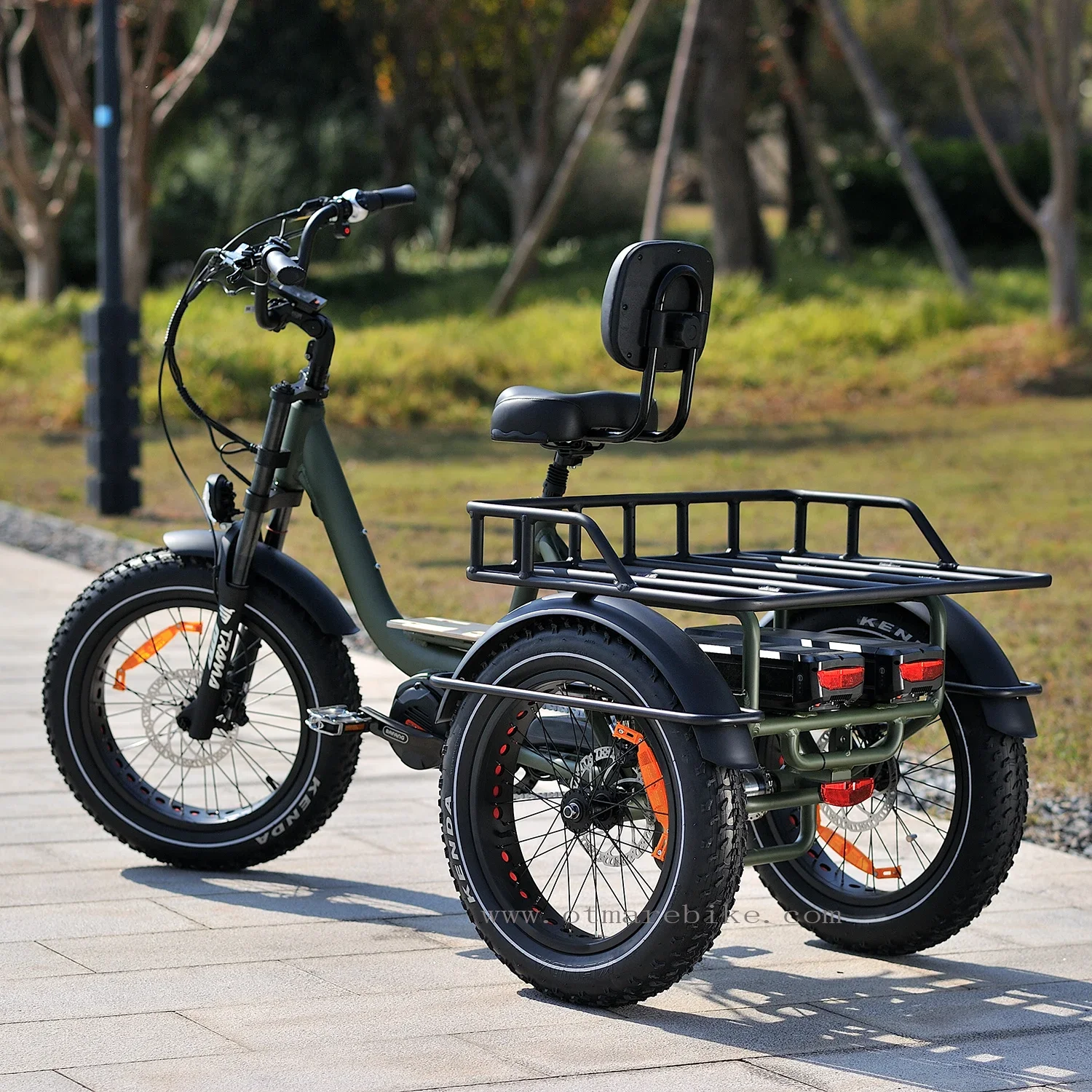 OTMAR Cargo Electric Tricycle Fat Tire Double Batteries Lithium 3 Wheel Electric Bicycle Mid Adult 20inch Etrike