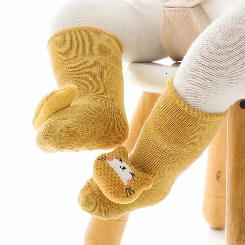 Warm Plush Baby Slippers Autumn Winter Toddler Floor Sock Shoes Cartoon Baby Socks for Girl Boys Rabbit Anti Slip Socks