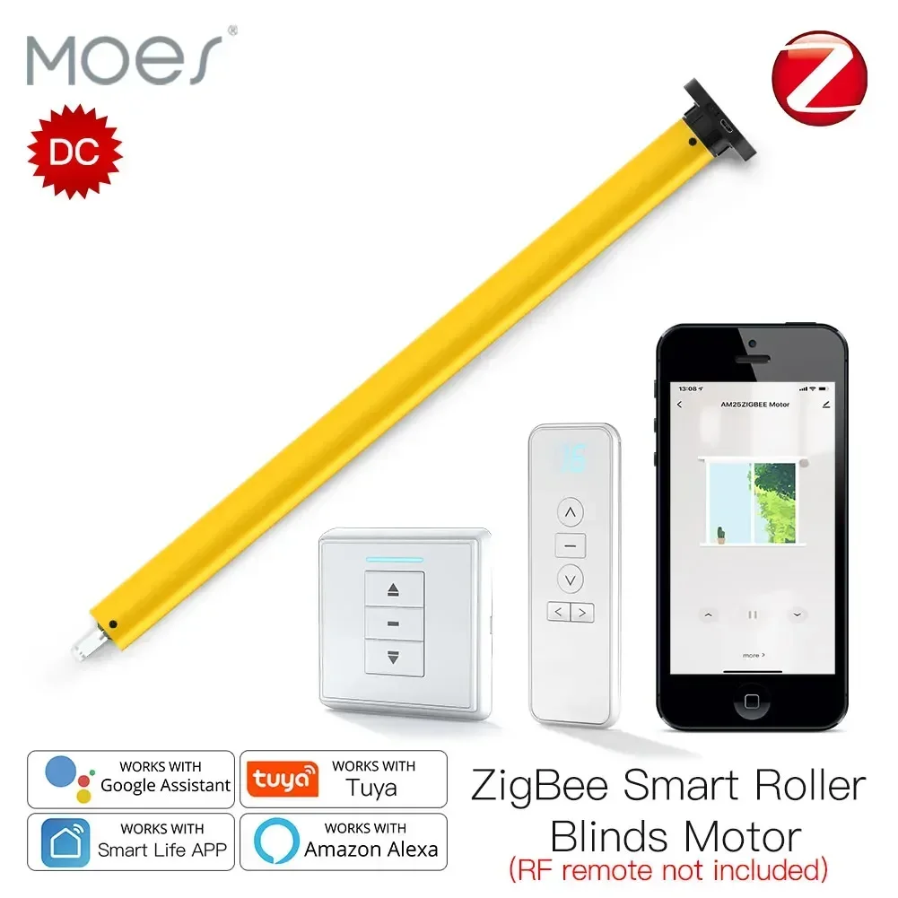 Moes Automatic Smart ZigBee Tubular Roller Blinds Motor DC RF433 Suitable 38mm Tube,Smart Life Tuya via Alexa Google Home