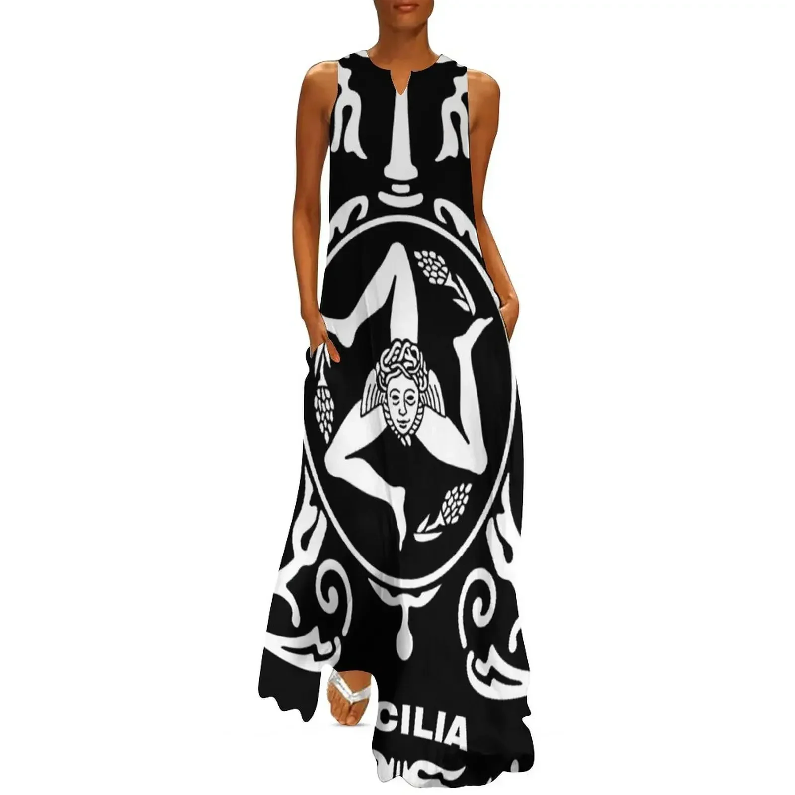 

sicilia- trinacria Long Dress Women's summer suit women's summer jumpsuit clothing women summer 2025 dress women Dress