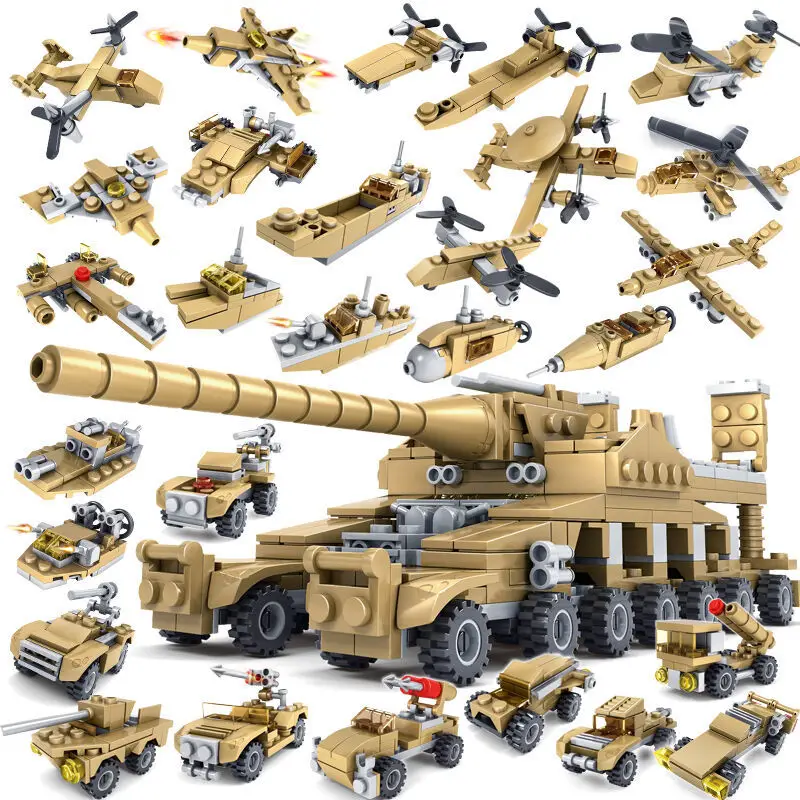 

16 In1 Military Building Toys, Army Tanks Toy Building Sets, Create a German Dora Heavy Cannon Model, Small Military Vehicles