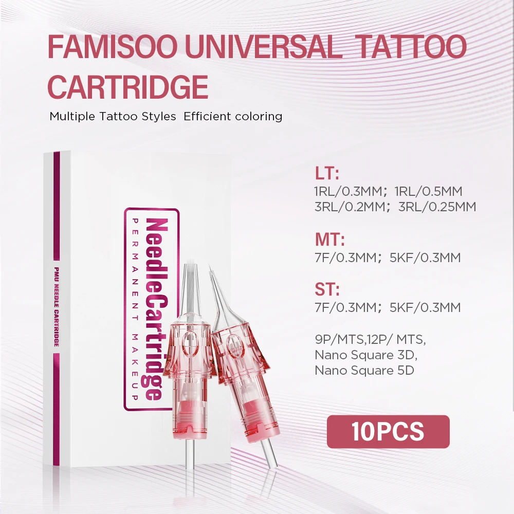 10PCS PMU Disposable Tattoo Needle Cartridges Sterilized & Universal – 0.18/0.25/0.30mm (ST/MT/LT/MTS/NANO) for Tattoo Artists