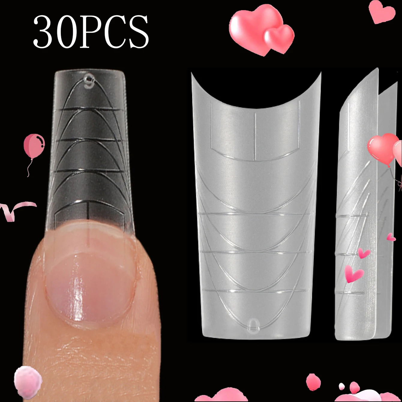 30/300/150PCS Transparent Matte Full Coverage Fake Nail Mold With Pointed Acrylic Nail Extension Suitable For Home DIY