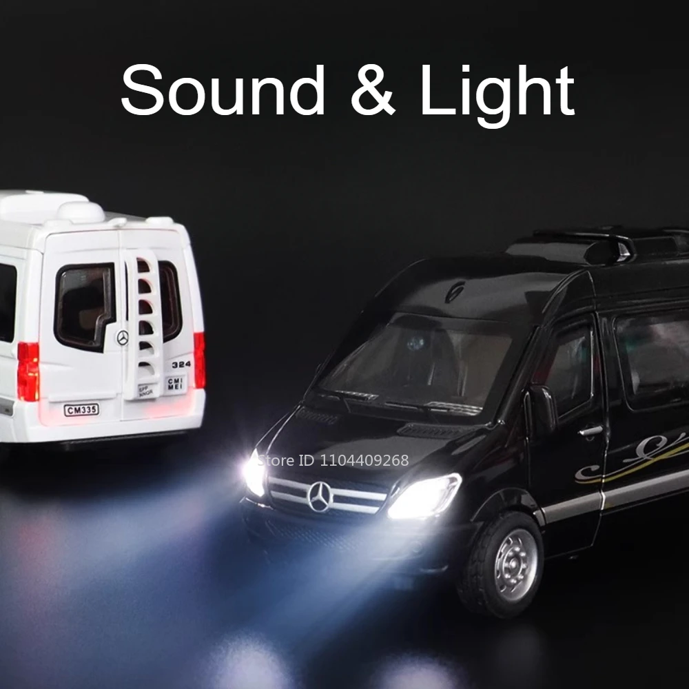 Maßstab 1:32 Sprinter GLS580 Modell Spielzeugauto Legierung Diecast Türen Geöffnet Sound Licht Zurückziehen Modelle Computer Desktop Ornamente