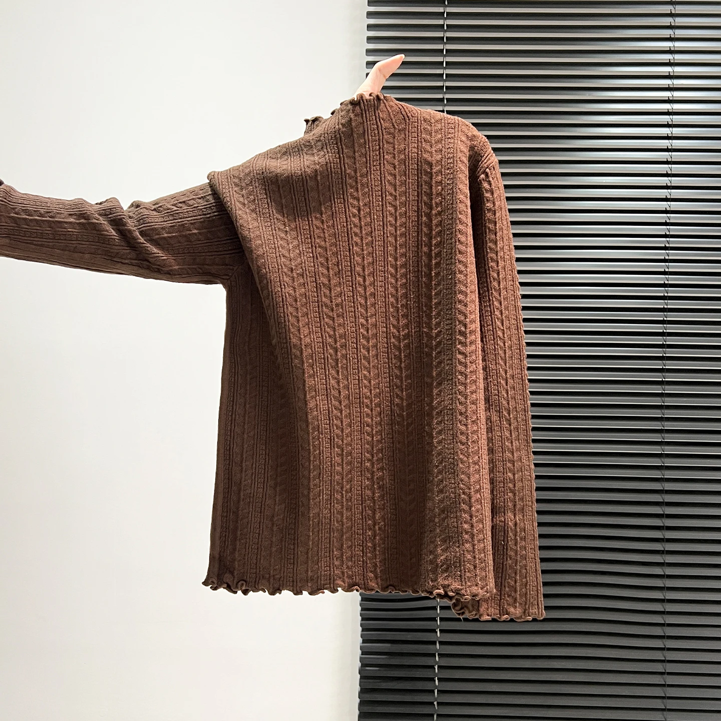 여성용 하프 하이넥 니트 베이스 스웨터, 독특한 디자인 감각의 가을 스웨터 탑