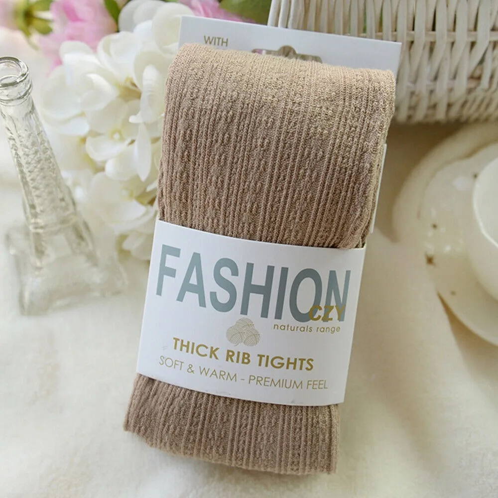 

High Quality Warm Tights Woolen Yarn Knitted Pantyhose Footed Tights Women