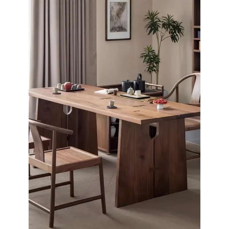 All solid wood large board table Middle antique ash wood dining tabletable Sofa back Chinese strip worktable Bookr