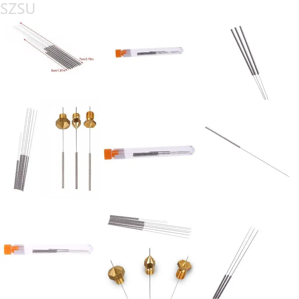 

SZSU 8pcs -принтер металлический сопло чистящий насадку бит иглы 0,2/0,25/0,3/0,35 мм