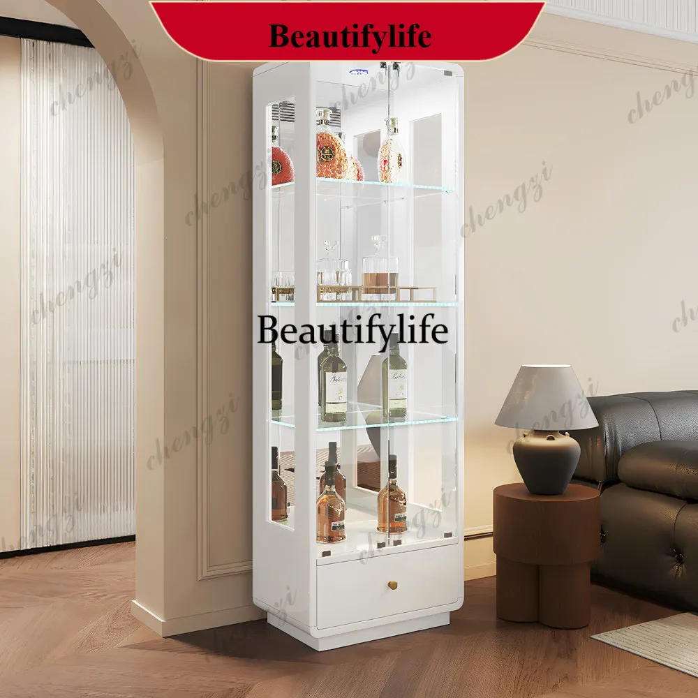 d178 Walnut wine cabinet, living room against the wall, glass door with lock, double door display, locker