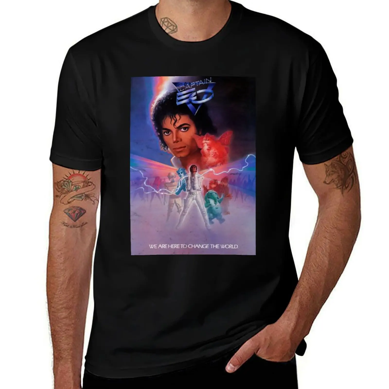 

Poster "We Are Distressed) Captain EO Vintage (Slightly To Change The World" Here T-Shirt Street Art Print Tee Shirt