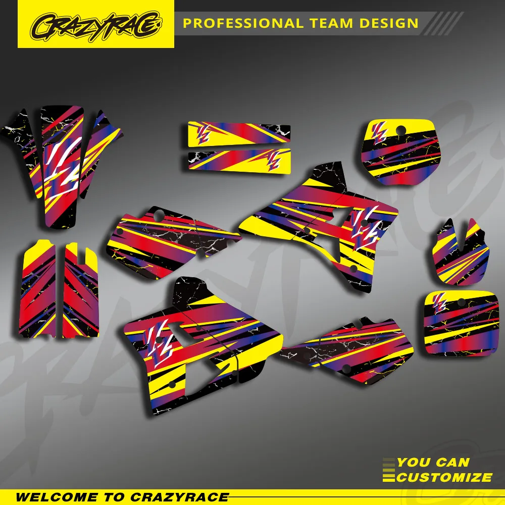 

For Yamaha YZ 250 250CC 1991 1992 CRAZYRACE Motocross Full Graphics Backgrounds Decals Stickers Kit Motorcycle Custom Number