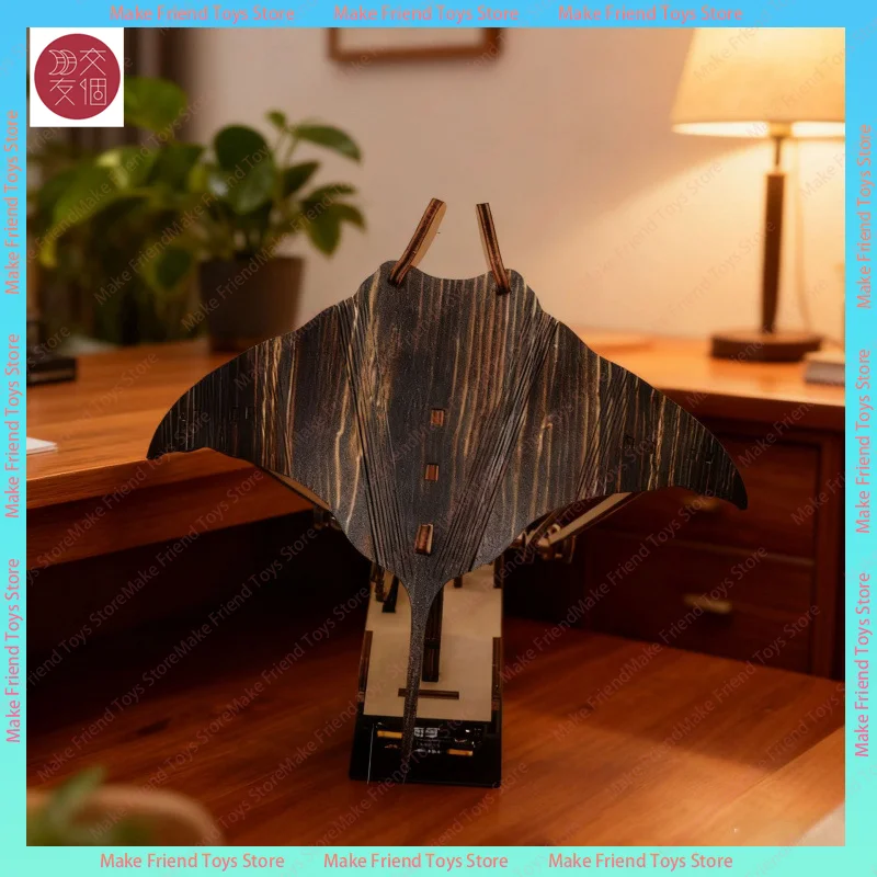 Wooden Kinetic Sculpture Battery Powered Realistic Motion Home Decor Boy Gifts Electric Bionic Manta Ray Ornament Handcrafted