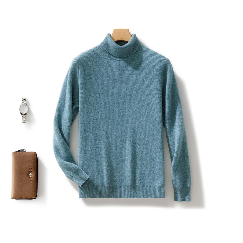 

Men 100% Merino Wool Long Sleeves Soft Turtleneck Sweater Pullover Cashmere Soft Solid Color Warm Leisure Men's Clothing Top