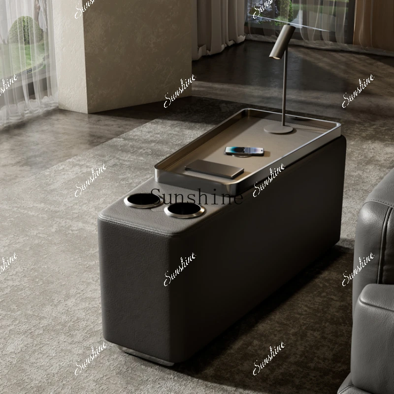The first layer of cowhide storage storage smart sofa side few living room function armrest box  FT