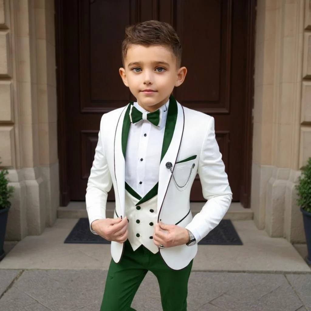 Menino terno 3 peças jaqueta casual com colete calças casamento crianças smoking festa criança formal blazer 3-16 anos de idade feito sob encomenda