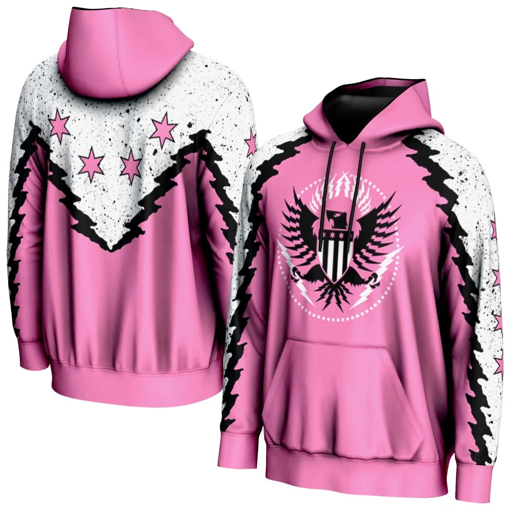 

Fashionable Men's New Pink Punk Lightning Hoodie Famous Wrestling Competition Comfortable Sports Hoodie