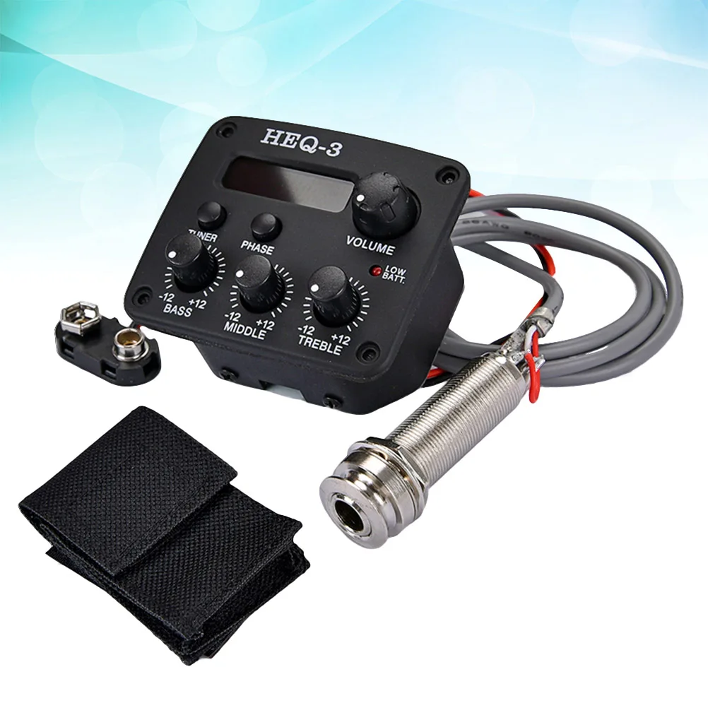 

3 Bands Eq Pickup System Acoustic Guitar Guitarra Preamp Piezo Pickup Lcd Tuner Low Indicator Metronome Digital Tuner