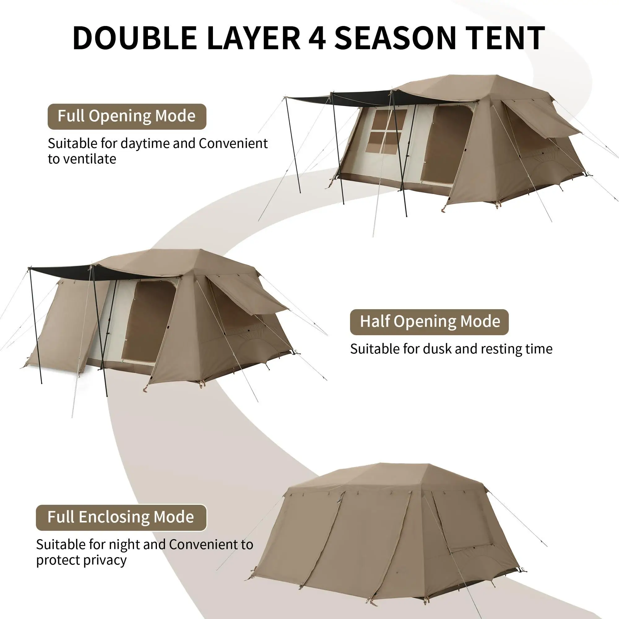 Outdoor Camping Tent Fully Automatic Quick Opening Ox Four-season Double Layer Two Bedrooms Waterproof 2000-3000 mm