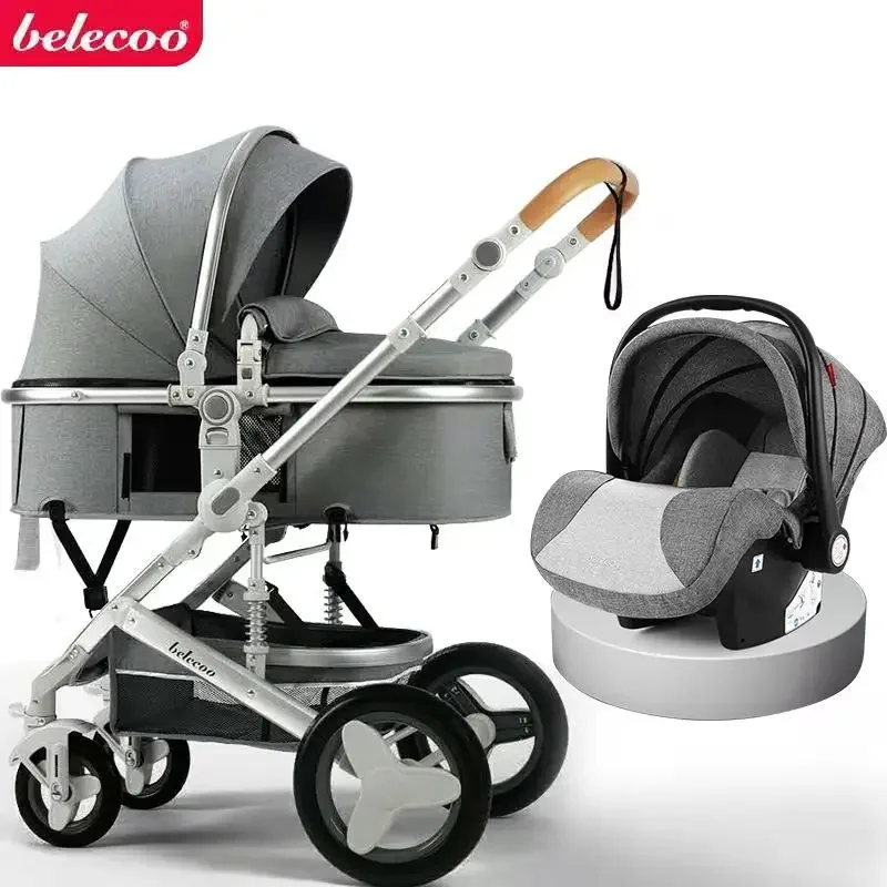 High Landscape Baby Stroller  Basket Can Be Seated Reclined Folded Double-sided Shock-absorbing Baby Stroller