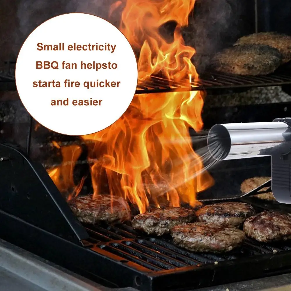 

Electric Handheld Electric BBQ Fan Efficient Fast Fire Starter Barbecue Air Blower Black Durable Barbecue Tool