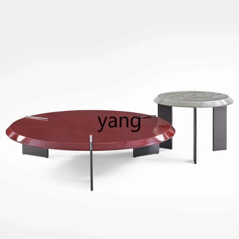 Lhh minimalist light luxury water ripple size high and low coffee table combination stainless steel black titanium mirror