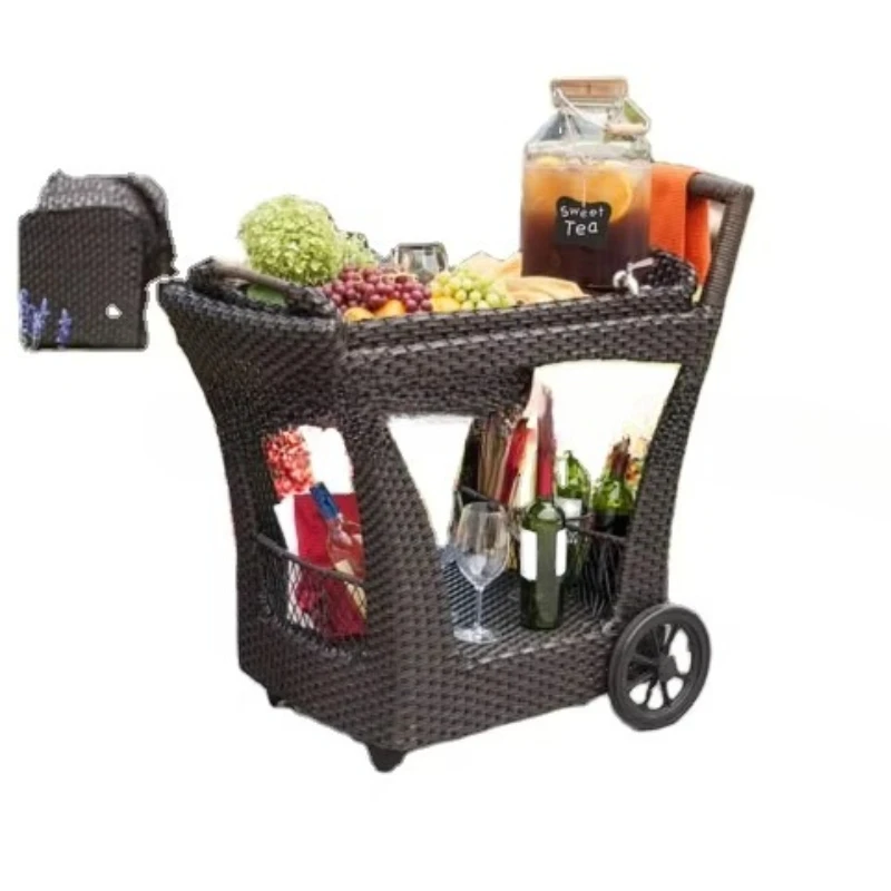 

Тележки для вина и напитков из ротанга и пластика на колесах для отелей, ресторанов и баров