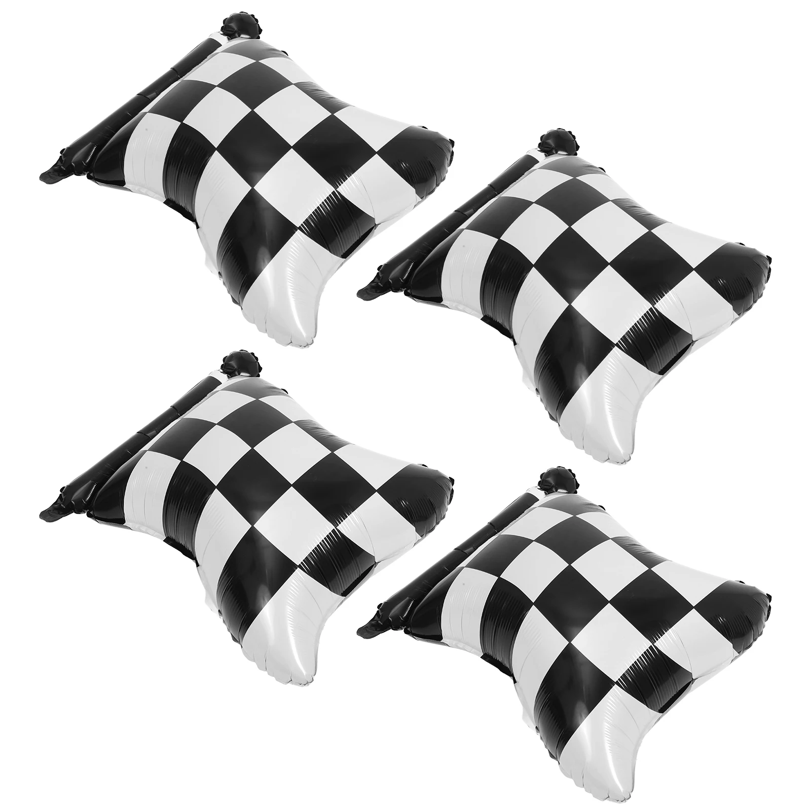 

4pcs Racing Flag Balloons Checkered Black White Aluminum Film Party Backdrop Decorations Birthday Theme Photos Props