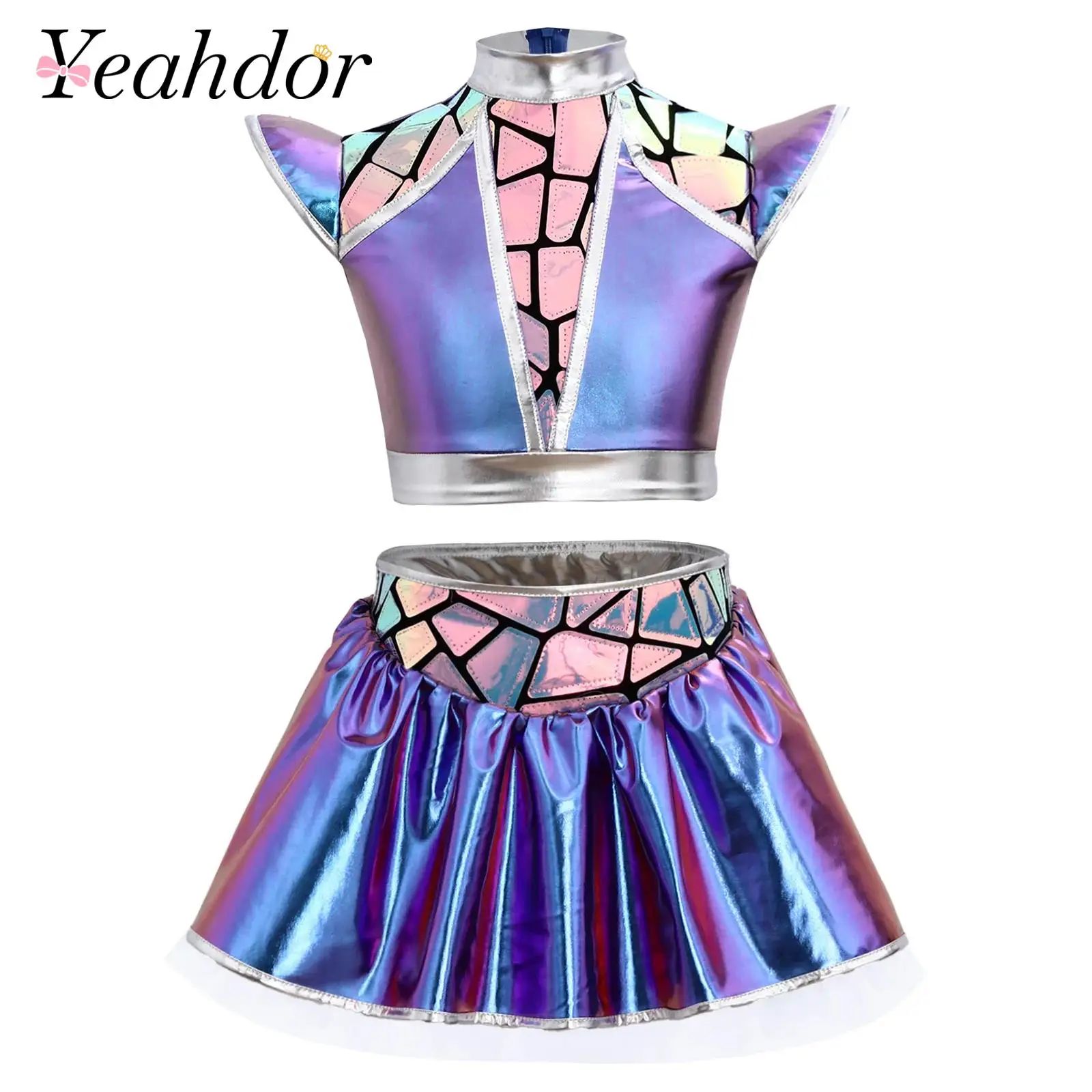 for Halloween Party Galaxy Outer Space Robot Alien Costume Girls Metallic Outfit Festival Christmas Holiday Costumes