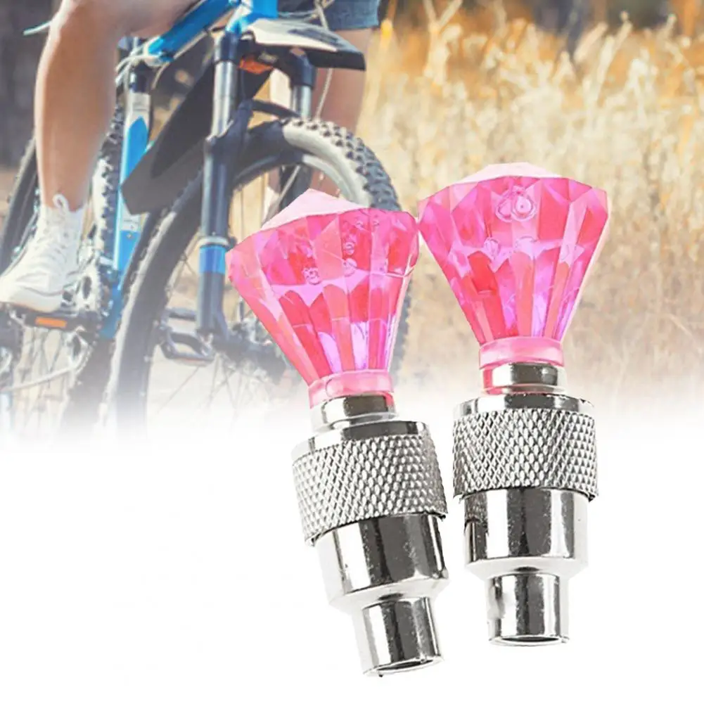 2Pcs Bicycle Tire LED Valve Caps with LED Flashing Light Automatic Luminous Tire Valve Caps for Car Bicycle Motorcycle