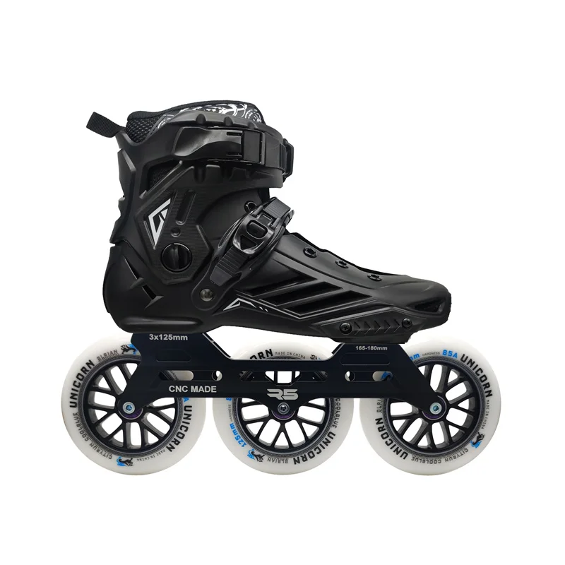 Chaussures de patins de vitesse en ligne pour le patinage à roulettes sur route de rue, baskets de course de fitness à une ligne, R5 3x125mm,