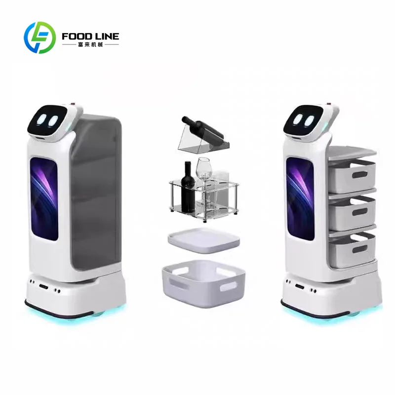 Customized Commercial AI Navigation Food Delivery Robot Heat Preservation Modular Trays