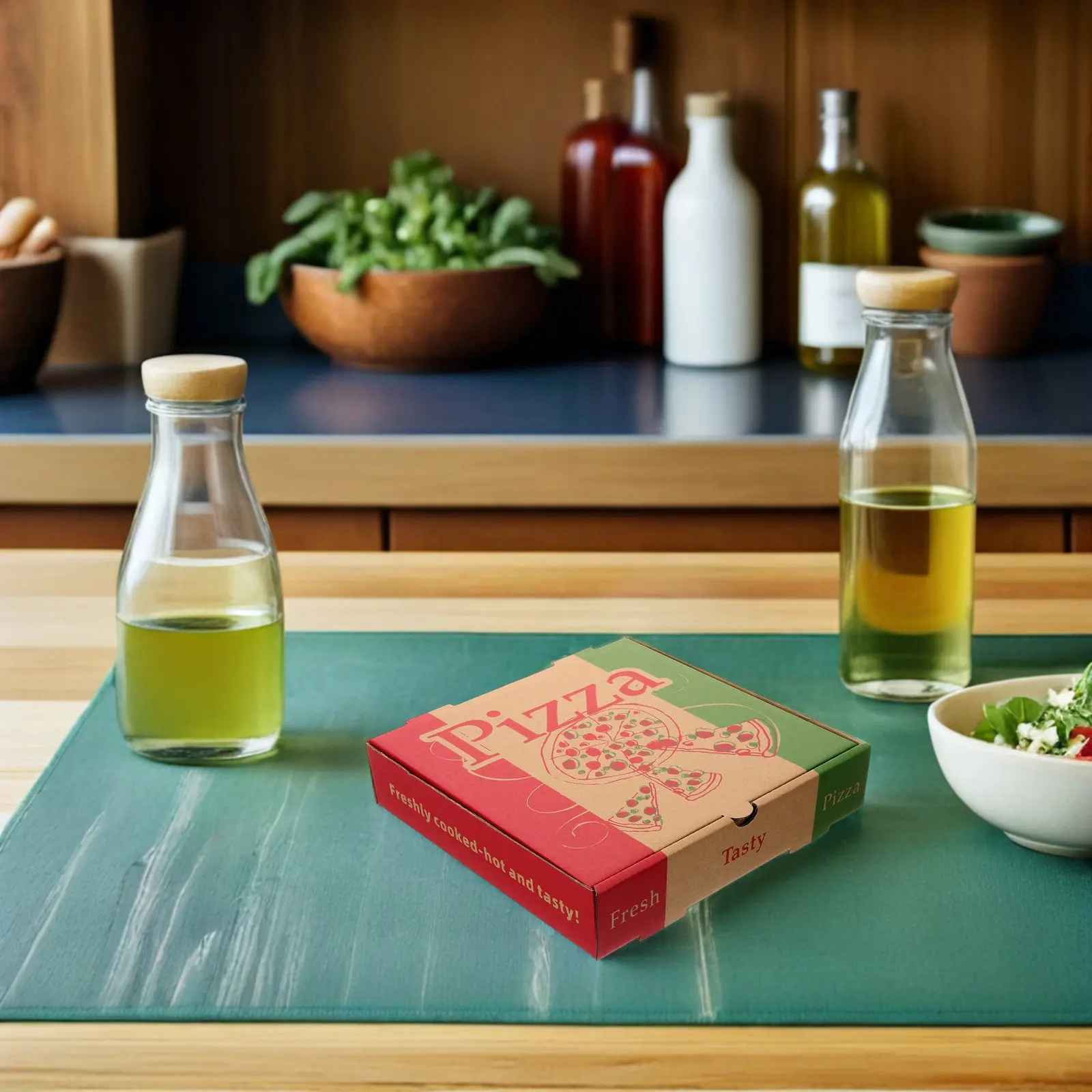 Paquete de 5 Cajas Plegables para Pizza de 8 Pulgadas, Cajas de Papel para Llevar, Transpirables, Protegen la Base, Resistentes a la Grasa, para Panadería y Restaurante