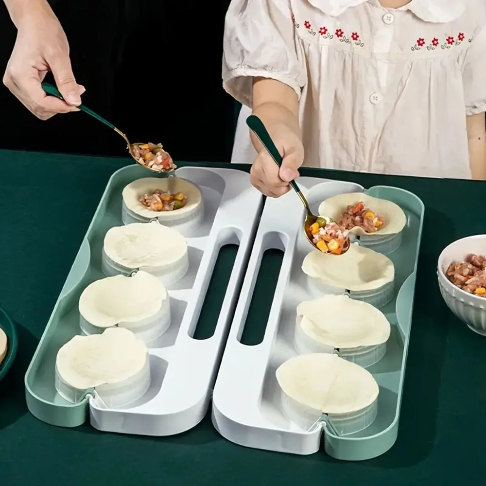 8-Grid Dumpling Making Mold Pleated Pressing Edge Design Dumpling Mould Labor-Saving Dumpling Maker Kitchen Accessories