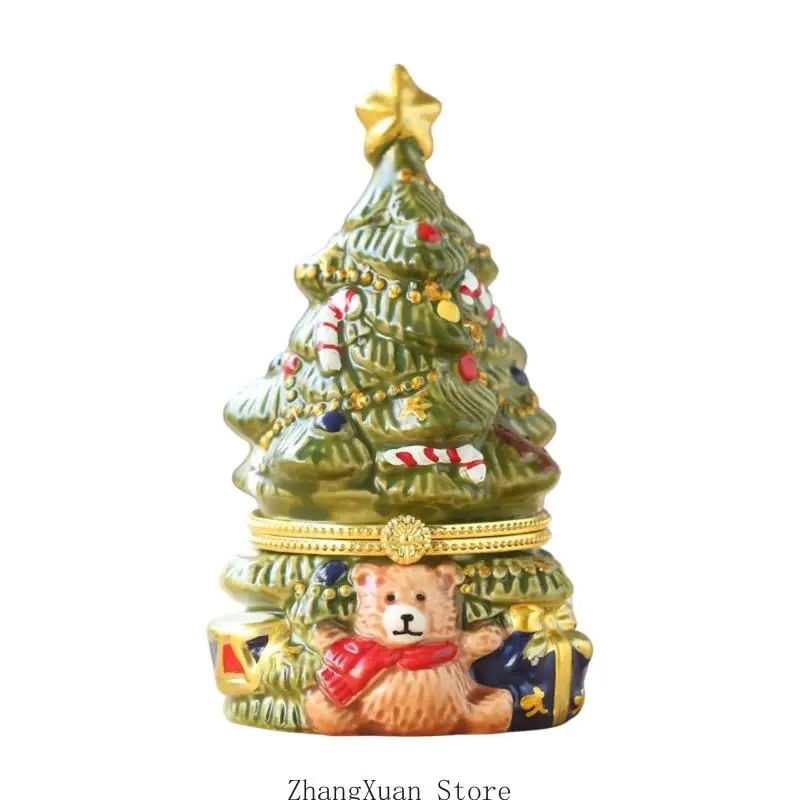 Weihnachtsbaumförmiger Keramik-Schmuckhalter mit erhabenem Festtagsdetail 3XUF – Detail 9