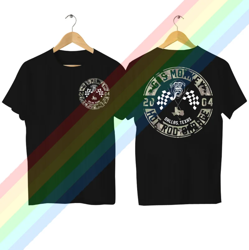 2024 erstaunliche T-Shirts Männer T-Shirt doppelseitig lässig übergroße Gas Affen Garage Hot Rods