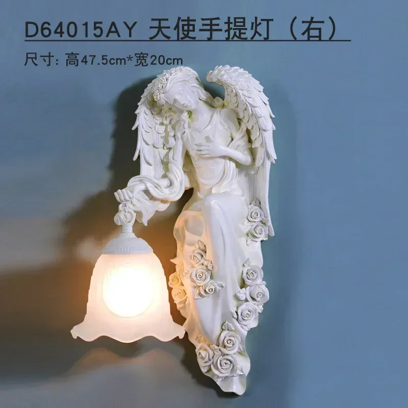 Angel Statue European Style For Living room Lamp Entrance Aisle Lights E27 Wall Lamp