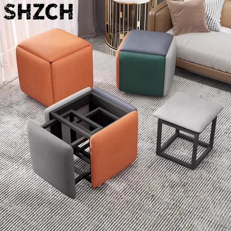 Waterproof Shoe Bench Stackable Storage Ottoman Cube Entryway Stool Coffee Table Seat Modular Dining Chair for Home