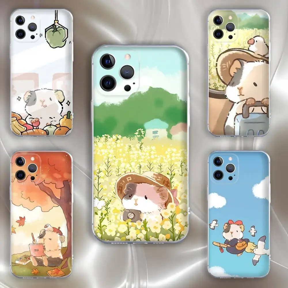 

Cartoon Hamster Phone Case For iPhone 16,15,14,13,12,11 Pro,Max,Plus,X,XS,XR,SE,Mini Transparent Silicone Soft