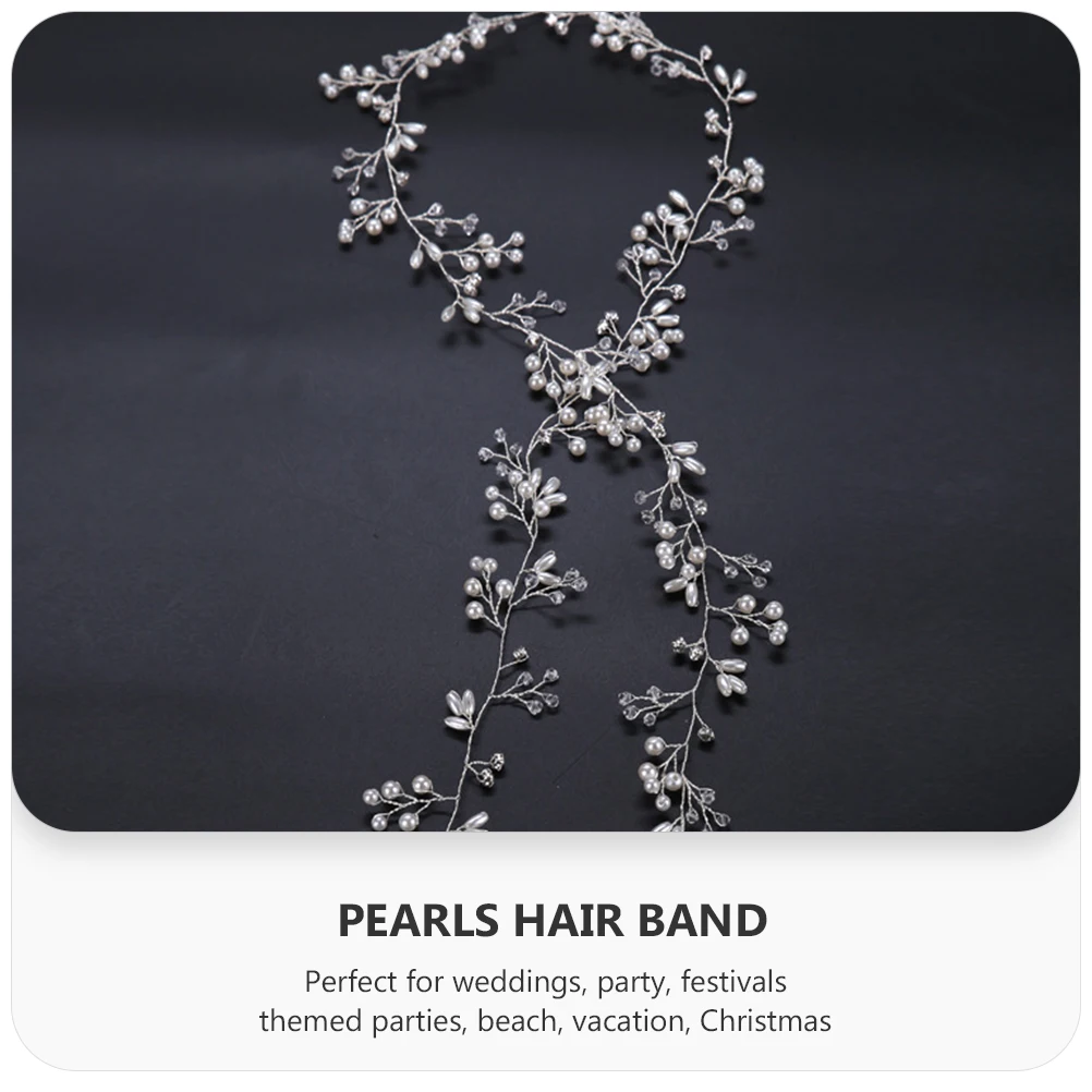 

Pearl Crystal Headb Pearls Headdress Hairb Bridesmaid Rhinestones Floral Comfortable Elegant Wedding Party Festival Beach