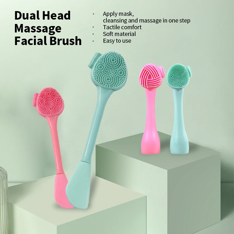 Facial Silicone Brush Face Massage Cleaning Brushes Double Sided Blackhead Pore Removal Exfoliator Cleanser Skincare Tool