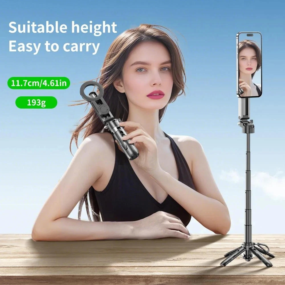 3-in-1 Selfie Stick Tripod with Wireless Remote, 54'' Extendable Phone Tripod Stand with Magnetic Mount, Foldable Phone Tripod F