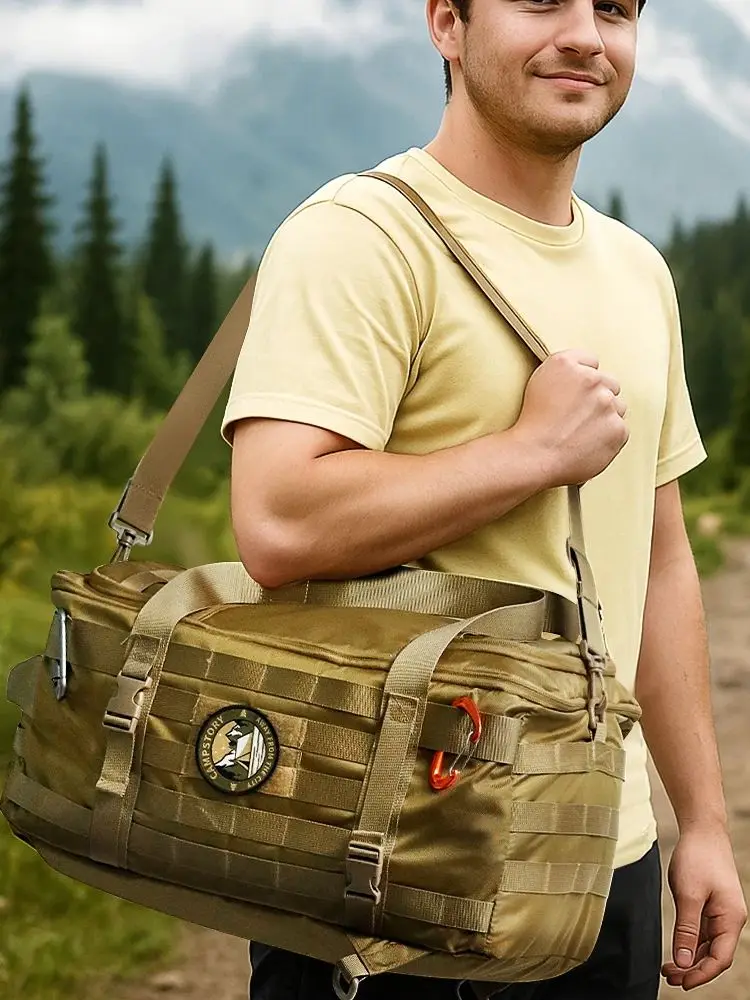 

Мужская спортивная сумка 3-в-1 на 30 л: система MOLLE, регулируемый ремень, множество карманов (рюкзак и дорожная сумка)