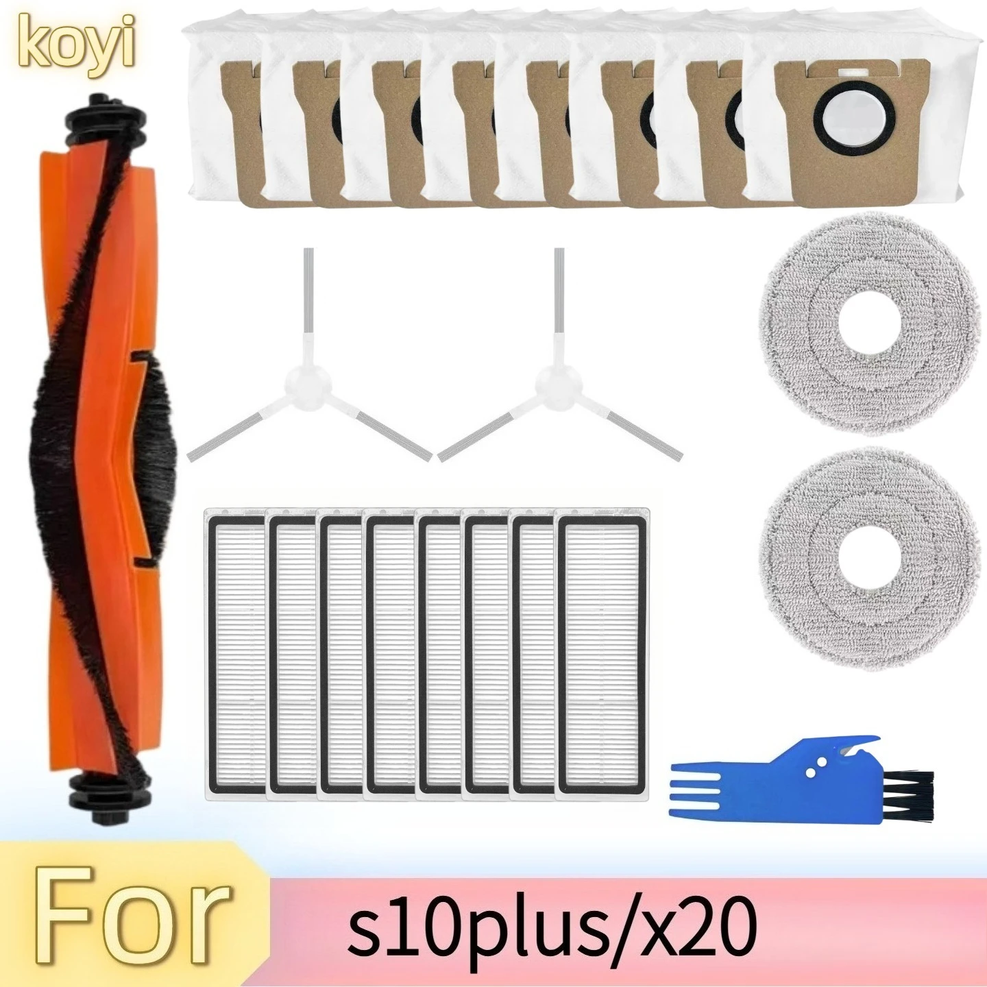 

Комплект аксессуаров для робота-пылесоса Xiaomi s10plus / X20 /, основная щетка, фильтр, боковая щетка, подушечки для швабры, мешок для пыли